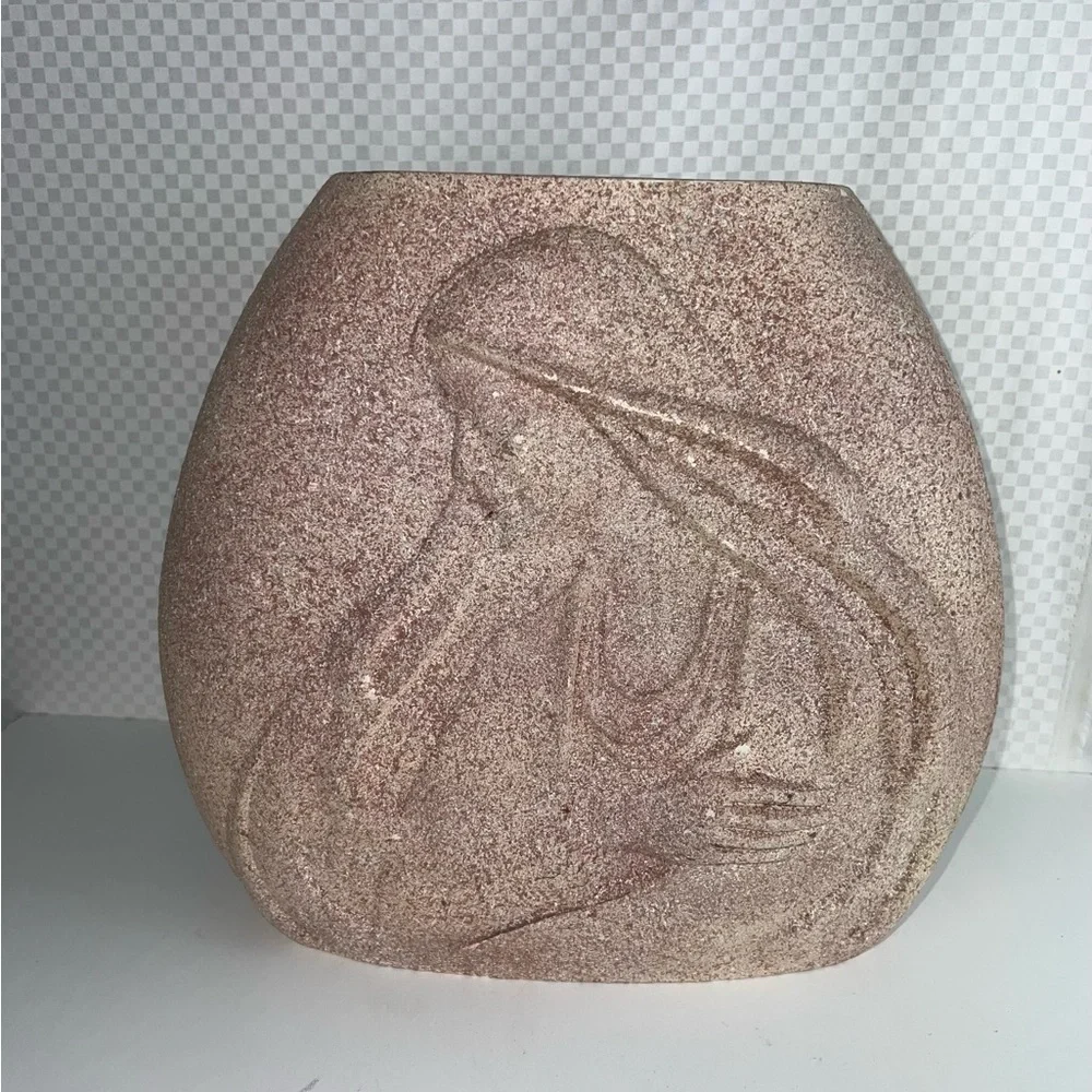 South‎ West NAVAJO INDIAN SAND ART VASE. 3D Art Native Women. 23”X12